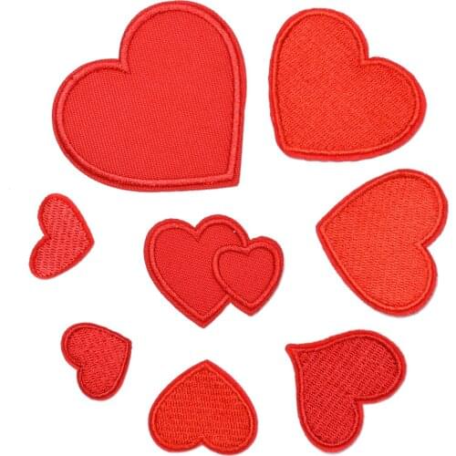 8pcs Red Love Heart Series for Clothes Iron Embroidered Patches for Hat Jeans Sticker Sew-on Ironing Patch Applique DIY Badge