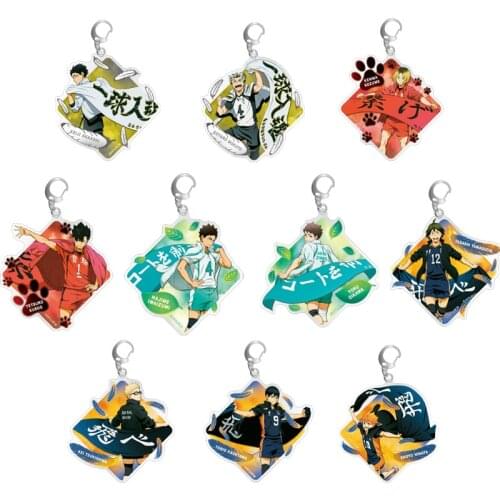 Anime Volleyball Boy Keychain Cartoon Haikyuu Kageyama Hinata Kenma Kozume Acrylic Figure Keychain Decor Bag Pendant Collection