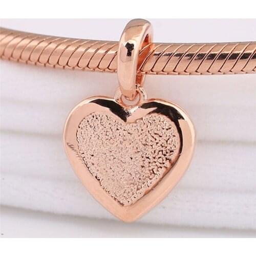 Authentic 925 Sterling Silver Charm New Rose Gold Heart-shaped Fashion Pendant Fit Pandora Women Bracelet & Necklace Diy Jewelry