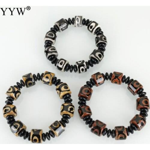 3 Colors Natural Tibetan Dzi Beads Bracelet Square Eyes Longevity Blessing Jewelry For Men Women New Arrival Buddha Bracelet