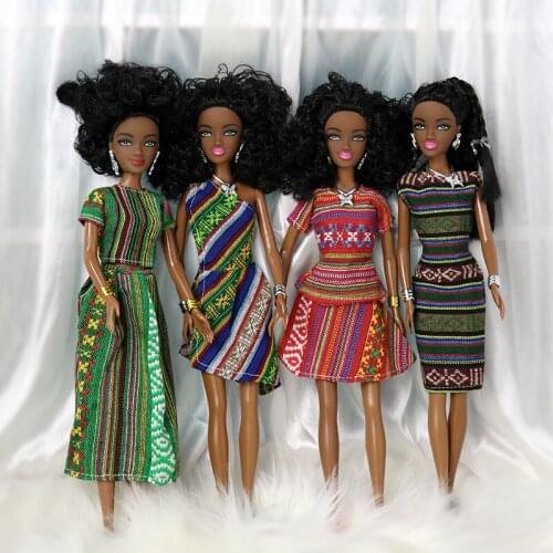 30cm Black BJD Doll Model Jointed Dolls Full Set Curly Hair Fashion Dolls Toys for Girls Gifts Makeup Dress Dolls