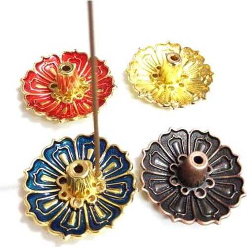 9-Hole Lotus Incense Holder Copper Flower Censer Plate Aromatherapy Incense Burner Mini Yoga Studio Incense Holder Home Decor