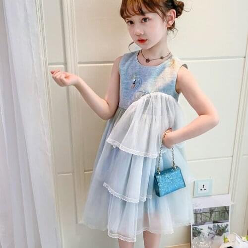 Long Pink Fashion Girl Dress Summer Tulle Korean Boutique Outfits Flower Girls Dress Princess Robe Fille Birthday Gift BW50DR
