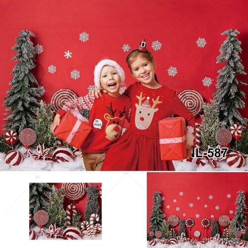 Christmas Backdrop for Photography Christmas Tree Lollipop Candy Wonderland Winter Snow Snowflake Decorations Background Studio