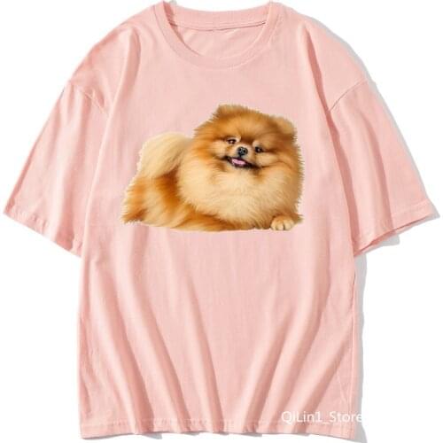 Kawaii Brown Pomeranian animal print tee shirt femme tumblr clothes women dog lover friends gift tshirt unisex summer top