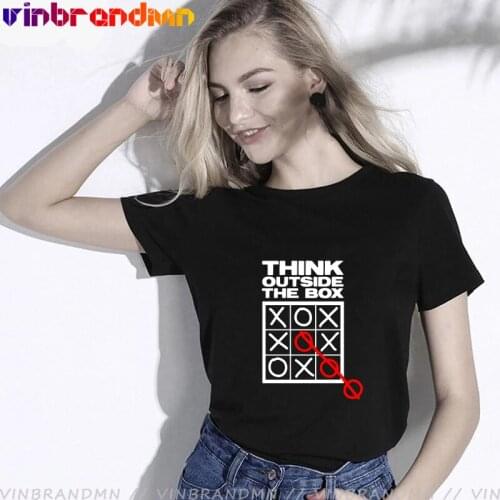Hot Selling Funny Think Outside The Box T-Shirt Womens casual Summer T Shirt For Female Pure Cotton Short O-Neck Sleeve Top Tee