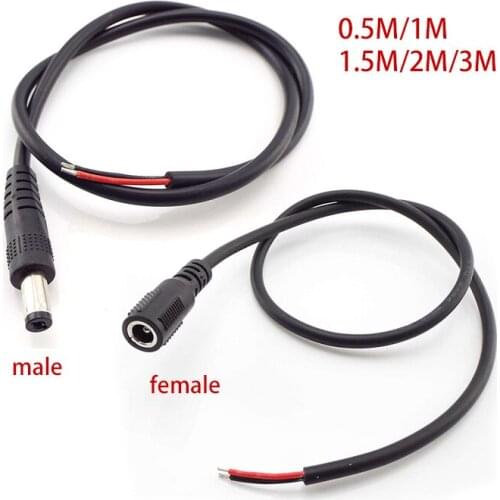 0.5/1/2/3M 5.5x2.1mm DC Male Power Pigtail Cable Male Female Jack Cord DC Connector For CCTV Security Camera Moniter Solar Panel