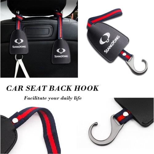 Leather Car Seat Back Hook Up Car Headrest Hanger Bag Hook For SSANGYONG Actyon Kyron Korando Rexton Tivoli Car Accessories