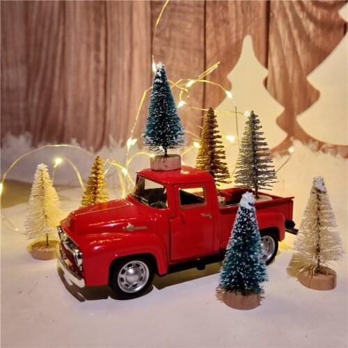 Red Metal Vintage Truck Christmas Table Decor Handcrafted Kid Christmas Gift Christmas Tree Ornaments Home Decoration Navidad