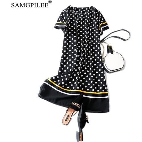 Summer Clothes For Women 2020 Plus Size Womens Casual Dress Woman A-line Dot Short Sleeve Knee-length O-neck Dresses For Women