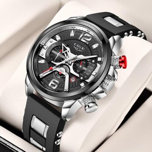 LIGE Mens Watches Top Brand Luxury Casual Silicone Quartz Clock Male Sport Waterproof Watch For Men Relogio Masculino 2021+Box