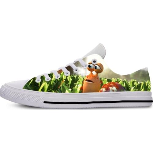 Mens Shoes Casual New Cartoon Fashion Print Relative Speed Game Snail Cartoon Fashion Print Customized White Brand Shoes