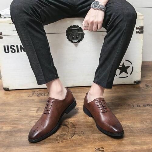 Mens Leather Flat Spring and Autumn All-match Mens Office Business Dress Shoes Suits Casual Formal Wedding Oxfords Shoes