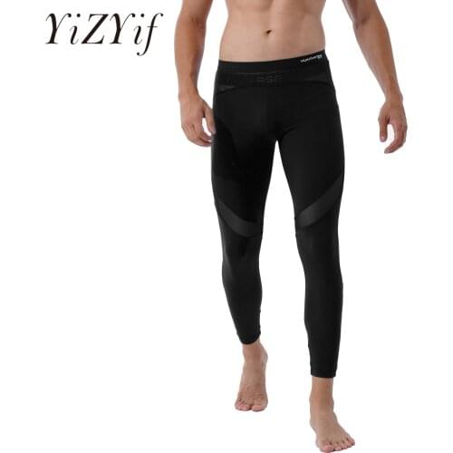 Mens Casual Breathable Mid Waist Yoga Running Leggings Sheer Mesh Fitness Skinny Pants Patchwork Workout Sports Trousers