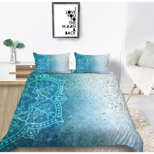 Mandala Bedding Set King Size Beautiful Romantic 3D Duvet Cover Blue Queen Twin Full Single Double Unique Design Bed Set