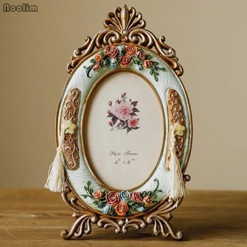 NOOLIM Creative European Pastoral Retro 6 Inch Photo Frame Table Home Decoration Display Wedding Birthday Gift Ornament
