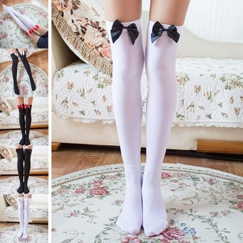 Thigh High Sheer Bow Stockings Fashion BLack Red White Sexy Stockings Hosiery Nets Stay Up For Sweet Lady Girls Hot