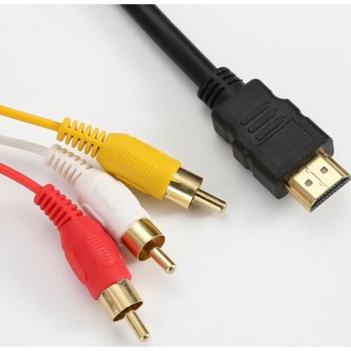 Male to 3RCA AV Composite Male RCA Cable HDMI-compatible M/M Connector Adapter Cable Cord Transmitter Cable TXTB1