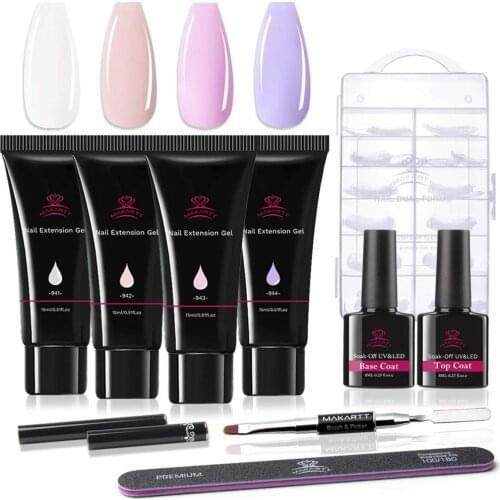 Makartt Poly Nail Extension Gel, 15ML Nude Pink Color Builder Gel Nail Gel Trendy Nail Art Design Nail Extension Easy DIY C0673
