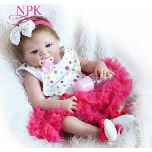 NPK 46CM Full Silicone Baby Doll Handmade Reborn Babies Lifelike Girl Body For Kids Christmas or Birthday Xmas Gift