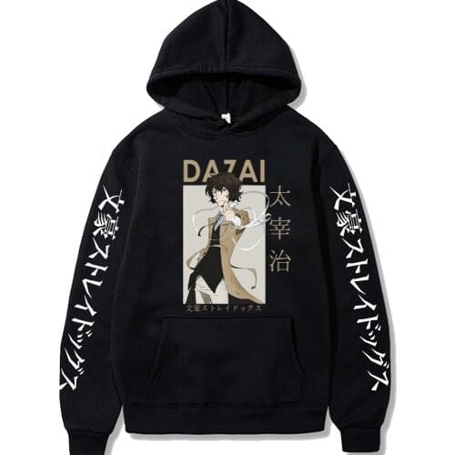 Bungo Stray Dogs Anime Casual Hoodies Harajuku Osamu Dazai Printing Funny Hooded Fashion Sweatshirt Unisex