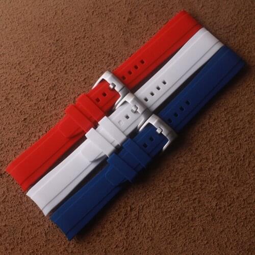 Blue red Rubber Watchband for rolex 18mm 20mm 22mm watch band Driving waterproof Silicone bracelet wholesale men wristband strap