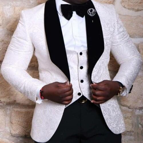 Luxury Embroidery Pattern Best Men Suits For Weddings Slim Fit Groom Wedding Suits Attractive Mens Tuxedos (Jacket+Pants+VEst)