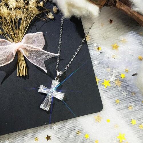 S925 Sterling Silver Necklace Pendant for Womens Diamond Cross Pendant Fine White Bizuteria Gemstone Silver 925 Jewelry