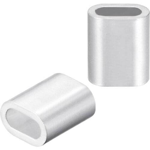 Uxcell Wire Rope M2.5 Aluminum Oval Sleeve 2.7mm(7/64 inches) Steel Wire Rope Crimping Sleeves Clips Cable Ferrules 20Pcs