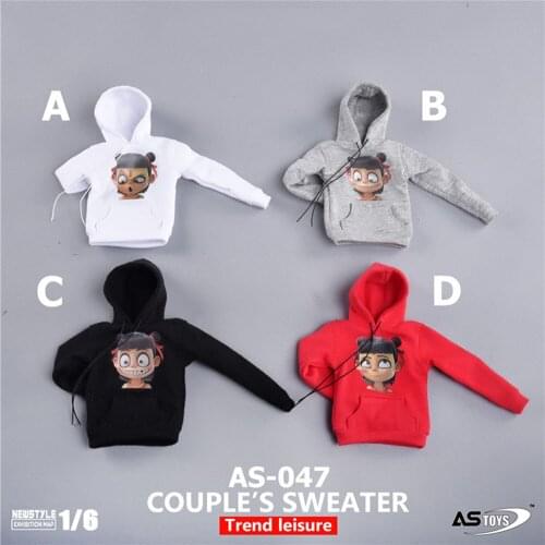 In Stock ASTOYS 1/ 6 Scale AS047/048/049 Soldier Doll Trend Couple Long-sleeved Sweater Hoodie Suitable for 12 Inches Body