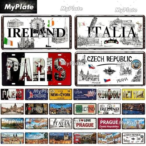 Italia City License Plate Vintage Bar Furniture Plates Panels Tiki Bar Sign Vintage Decor Man Cave Decoration Personalized Plate