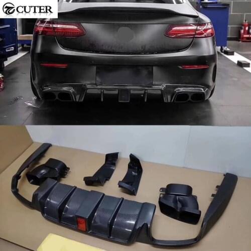 W238 E COUPE carbon fiber rear diffuser with LED lights Stainless steel exhaust pipe for Mercedes Benz W238 E300 2018