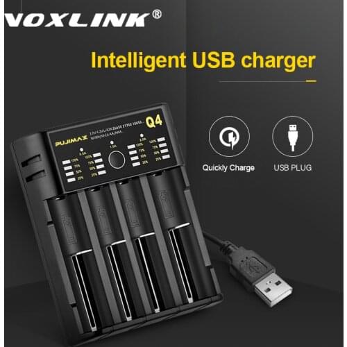 VOXLINK 18650battery charger 5V2A With USB cable fast charging 26650 18350 21700 26500 22650 Li-ion Rechargeable Battery charger