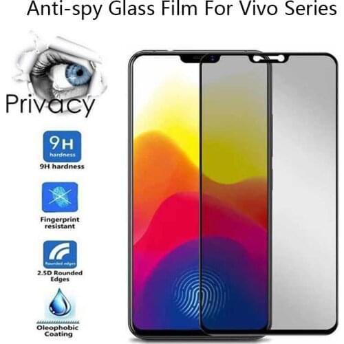2Pcs Privacy Film Glass For Vivo X21 X23 X27 Pro X20 X9S Plus Anti Glare Protective Screen Protector For VIVO U3X U1 Glass