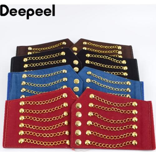 Deepeel 1pc Women Fashion Cummerbunds Elastic Belt Wild Rivet Waistband Decorative Slim Corset Female Coat Fur Dress Accessories