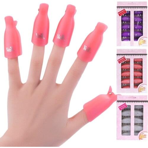 10Pcs Acrylic Nail Polish Remover Clips Gel Plastic Nail Clip Nail Art Soak Off Cap Clips Gel Polish UV Remover Wrap Tools
