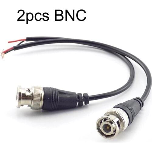 2Pcs BNC Connector Male to Double Female Plug DC Power Cable Pigtail Wire Adapter Line For CCTV Camera Home Security BNC Monitor