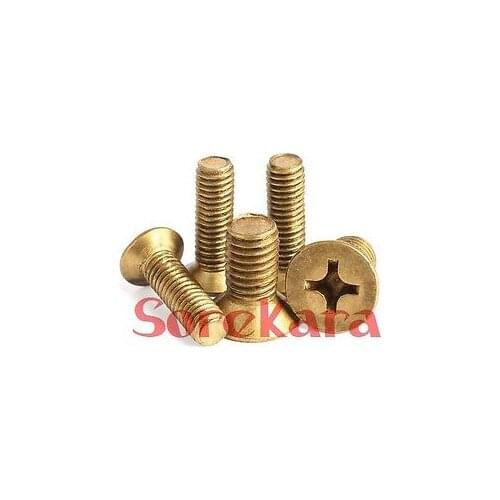 50Pcs M2*0.4 M2.5*0.45 M3*0.5 Length 4/5/6/8/10/12/16/20/25/30mm Brass Countersunk Head Phillips Screws