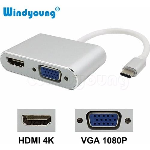 USB C to HDMI 4K VGA 1080P Type C to HDMI VGA Adapter USB-C Support 4K*2K 1080P for Macbook Google Pixel Type-c to HDMI VGA