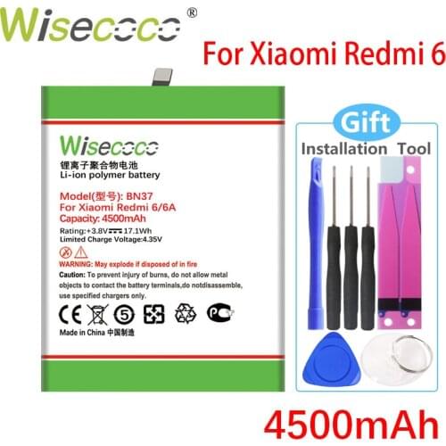 Wisecoco BN37 4500mAh Battery For Xiaomi Redmi 6 Redmi 6A Phone High quality Repair Replacement+Tracking Number