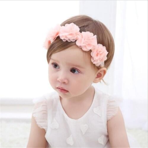 Newborn Toddler Hair Accessories Baby Flower Headband Pink Ribbon Hair Bands Handmade DIY Headwear Hair Accessories for Children