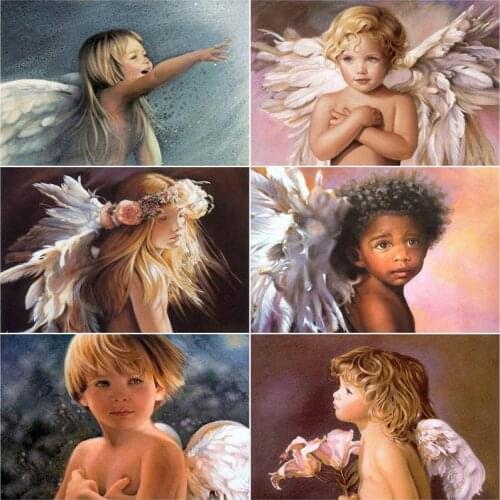 GATYZTORY 5D Diamond PaintingFull Square/Round Drill Diamond Embroidery Home Decoration Baby Angel Diamond Mosaic Home Decorati