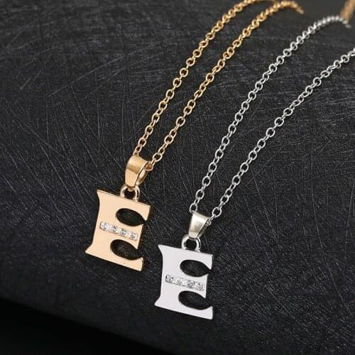 America 26 English word Letter E Family name sign pendant Necklace tiny USA alphabet name Initial Letter monogram charm necklace