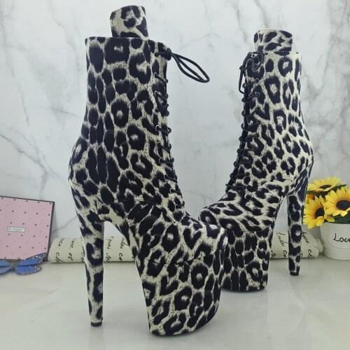 Leecabe 20CM/8inches Leopard Pole dance shoes High Heels Pole Dance boot