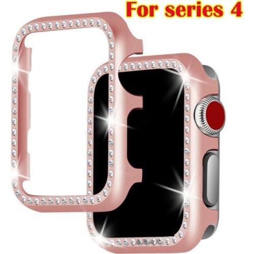 Diamond case strap For Apple watch cover 40mm 44mm series SE 6 5 4 Aluminum alloy Frame bumper For iwatch 3 2 1 shell 38mm 42mm