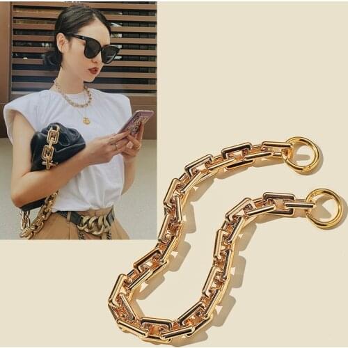 B BAG Chain Gold New O Shape Metal Replacement Purse Chain Shoulder Crossbody Bag Strap for Cluth Small Handbag Handle DIY
