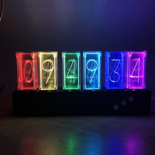 Digital RGB LED Nixie Tube Desk Clock 6-digit Color Changing Night Light Bedroom Desktop Clock Visual Effects Gifts