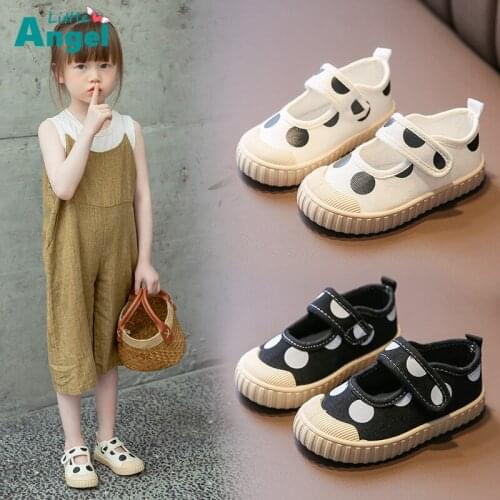 2021 childrens shoes girls' Korean Baotou board shoes student wave point casual white shoes kids shoes toddler girl sneakers