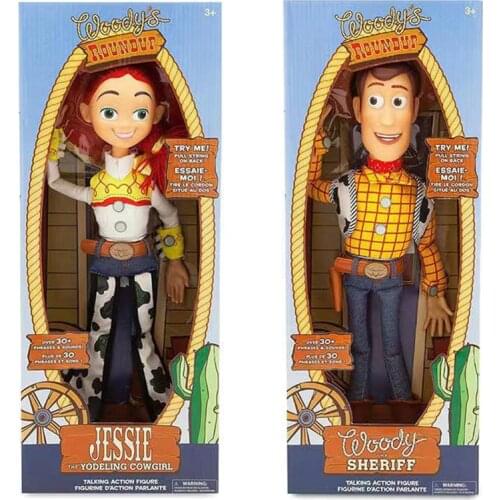 16'' Disney Pixar Toy Story 4 Pull String Talking Woody Jessie Buzz Lightyear Doll Action Figure Toy for Children Christmas Gift