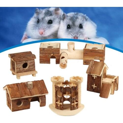 Hamster Hedgehog Golden Bear Tortoise Hiding Wooden House Squirrel Pet Toy Bed Cage for Hamster Mini Animal Mice Rat Nest Bed